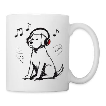 Dog Headphones Music Sketch Dog Gift - Mug - white - Right