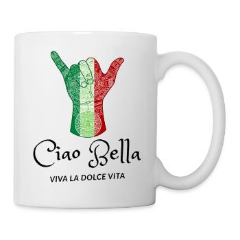 Italian Flag Tribal Horn Hand - Mug - white - Right