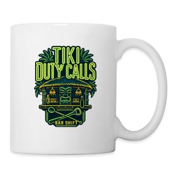 Barman shift Tiki Duty Appelle, bar tiki au bord de la piscine - Mug blanc - blanc - Droite