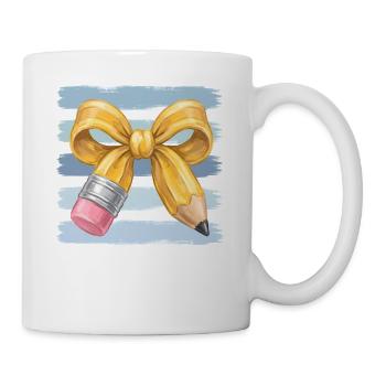 Gold pencil with bow artwork - Mug - white - Right