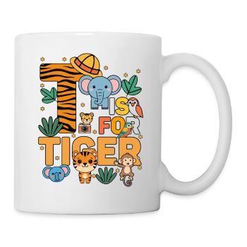 T steht für Tiger Zoo Party Dschungel Zoo Geburtstag - Tasse - Weiß - Rechts