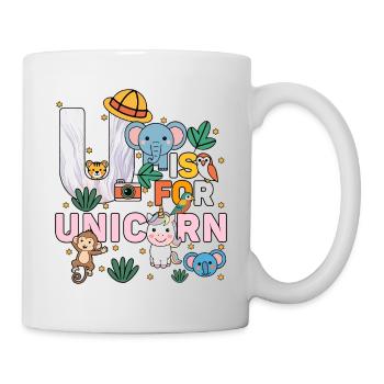 U c’est pour Fête du zoo de licorne Fête Anniversaire du zoo de la jungle - Mug blanc - blanc - Droite