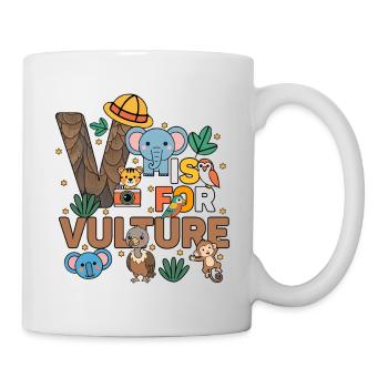 V ist für Geier-Zoo-Party Dschungel-Zoo-Geburtstag - Tasse - Weiß - Rechts
