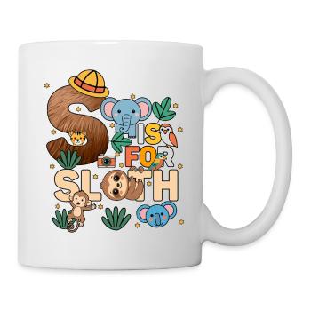 S c’est pour Fête du zoo paresseux Anniversaire du zoo de la jungle - Mug blanc - blanc - Droite