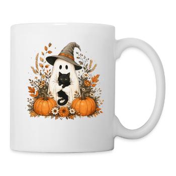 Halloween, Fantôme, Chat Noir - Mug blanc - blanc - Droite