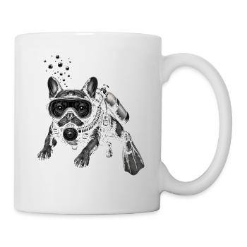 Bouledogue français en plongeur sous-marin - Mug blanc - blanc - Droite