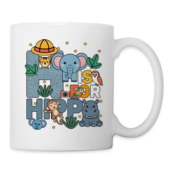 H steht für Hippo Zoo Party Dschungel Zoo Geburtstag - Tasse - Weiß - Rechts