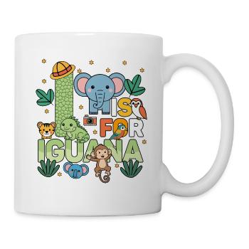 I est pour la fête du zoo d’iguanes, anniversaire du zoo de la jungle - Mug blanc - blanc - Droite