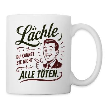 Lächle Spruch Porträt Retro - Tasse - Weiß - Rechts