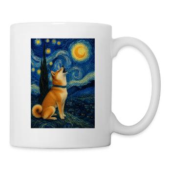 Shiba Inu Starry Night Kawaii Doge Art - Mug - white - Right