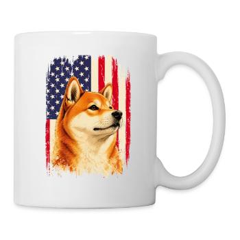 Patriotic Shiba Inu US Flag Doge USA - Mug - white - Right