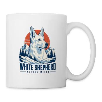 Retro Alpine White Shepherd, White German Shepherd - Mug - white - Right