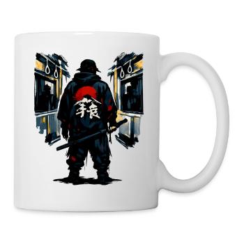 Urban Ninja with Red Sun - Mug - white - Right