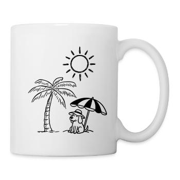 Drôle de design de chien sur la plage - Mug blanc - blanc - Droite