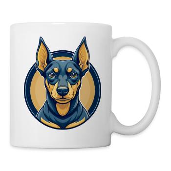Deutscher Pinscher-Hund Kawaii Maskottchen Cartoon-Clipart - Tasse - Weiß - Rechts