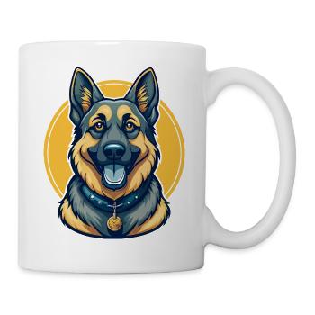 Clipart de dessin animé mascotte Kawaii avec un berger allemand - Mug blanc - blanc - Droite