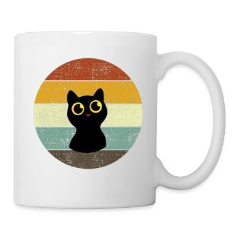 Cute Cat Retro Sunset Vintage Style - Mug - white - Right
