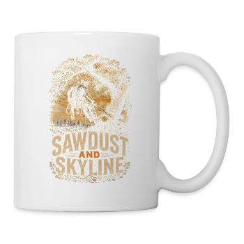 Arboriste, entretien des arbres, sciure et silhouette - Mug blanc - blanc - Droite