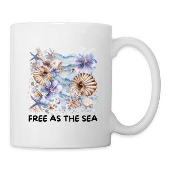 Motif de coquillages aquarelle et de fleurs côtières d’étoiles de mer - Mug blanc - blanc - Droite