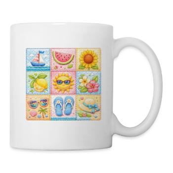 Carreaux d’été ensoleillés fausse patchwork - Mug blanc - blanc - Droite