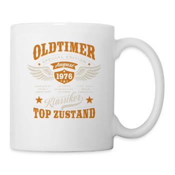 Oldtimer August 1976 - Geburtstag - Geschenk - Tasse - Weiß - Rechts