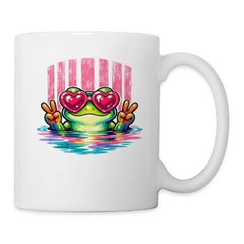 Heart-Eyed Frog Peace Sign - Mug - white - Right