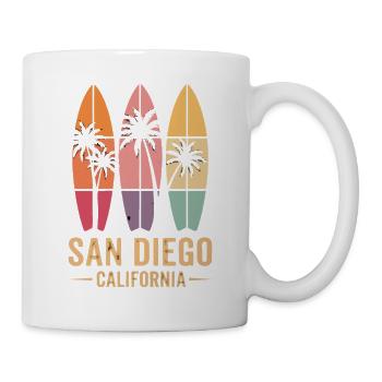 Surfer Palmen Retro San Diego - Tasse - Weiß - Rechts