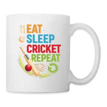Cricket Essen Schlafen Wiederholen - Tasse - Weiß - Rechts