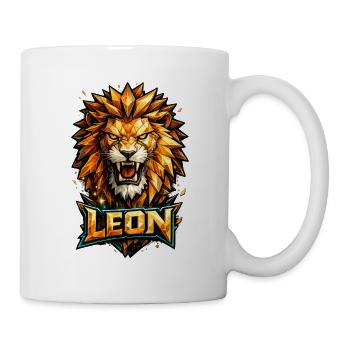 Leon Löwe Vorname Name Geschenk - Tasse - Weiß - Rechts