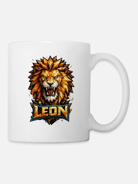 Leon Löwe Vorname Name Geschenk - Tasse - Weiß