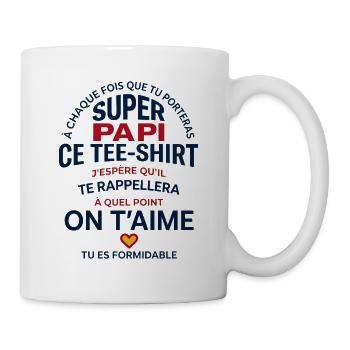 Super Papi On T'aime Cadeau Grand-Père - Mug blanc - blanc - Droite