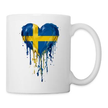 Tropfendes Schweden-Herz - Tasse - Weiß - Rechts