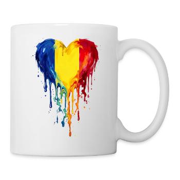 Tropfendes Rumänien-Herz - Tasse - Weiß - Rechts