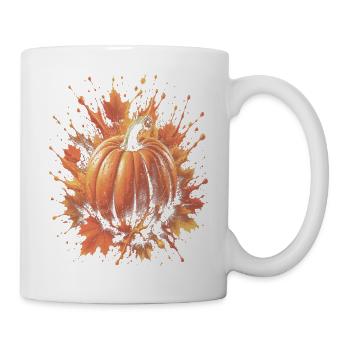 Pumpkin Autumn Splash Art Maple Leaf - Mug - white - Right