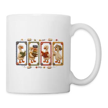 Crochet Ducks in Library Frames - Mug - white - Right
