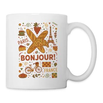Breakfast Bonjour Paris France Brunch Coffee Food - Mug - white - Right