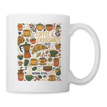 Breakfast Coffee Croissants Funny Brunch Food - Mug - white - Right