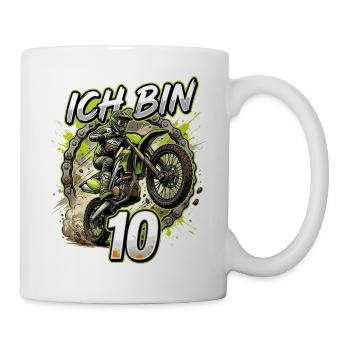 Ich bin 10 Motocross - Tasse - Weiß - Rechts