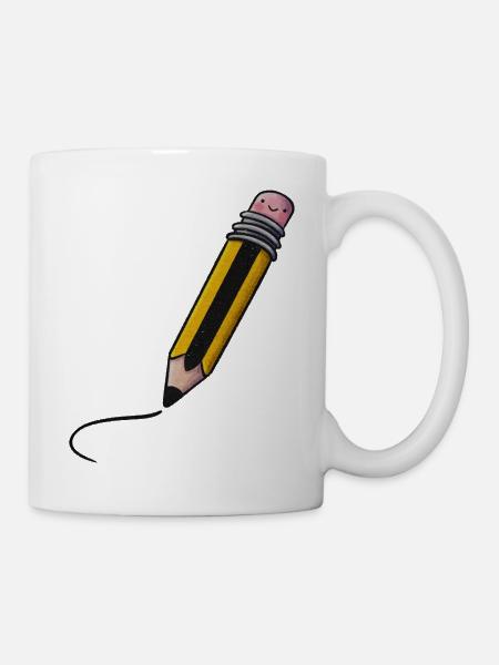 Freundlicher Kawaii Bleistift - Tasse - Weiß