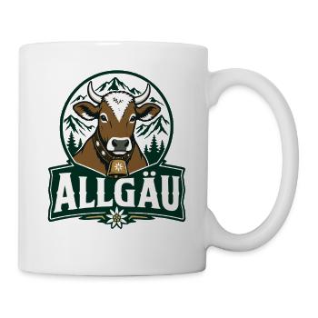 Allgäu Kuh Vintage Edelweiß Bayern Alpen - Tasse - Weiß - Rechts