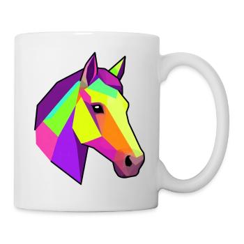 Cheval arc-en-ciel géométrique | Conception des chevaux - Mug blanc - blanc - Droite