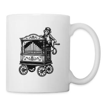Vintage Drehorgel mit Affe | Nostalgie Musik Motiv - Tasse - Weiß - Rechts