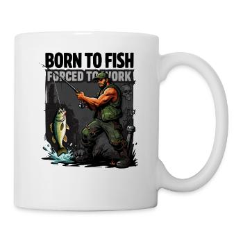 Geboren zum Angeln - Tasse - Weiß - Rechts