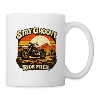 Stay Groovy Ride Free - Tasse - Weiß - Rechts