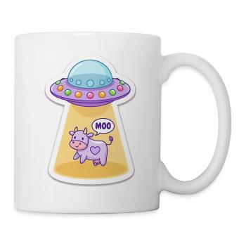 MOO Funny Alien Cow in UFO Light Beam Cartoon - Mug - white - Right