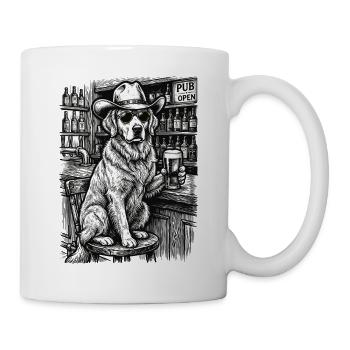 Cowboy Hund Bier Lustiger Golden Retriever - Tasse - Weiß - Rechts