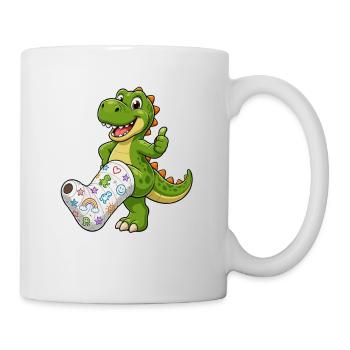 Cheerful dinosaur with plaster - Mug - white - Right