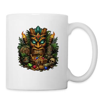 Masque au trésor tiki avec des bijoux - Mug blanc - blanc - Droite