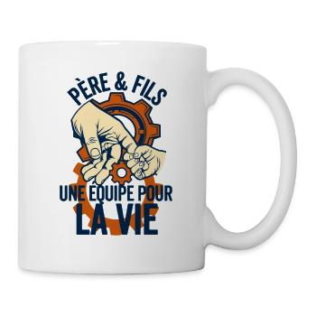Père Et Fils Une Équipe Pour La Vie Cadeau Papa - Mug blanc - blanc - Droite