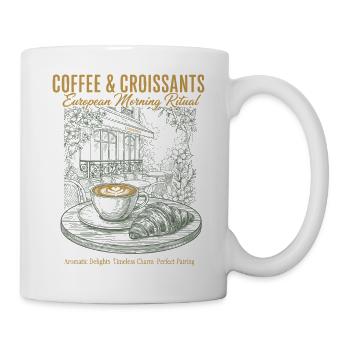 Frühstück Kaffee Croissants Europäische Morgen - Tasse - Weiß - Rechts